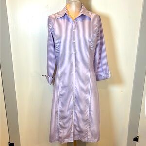 Brooks Brothers Button Down Cotton Shirt Dress 3/4 Length Sleeves Size 4